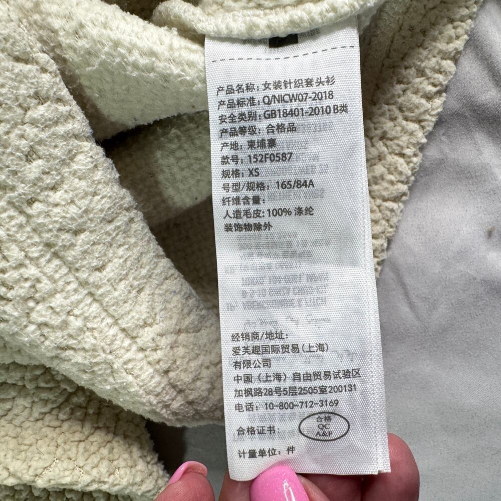 Abercrombie & Fitch Womens XS Cream Sherpa Fleece Hoodie Pullover A&F Cozy - Picture 6 of 10